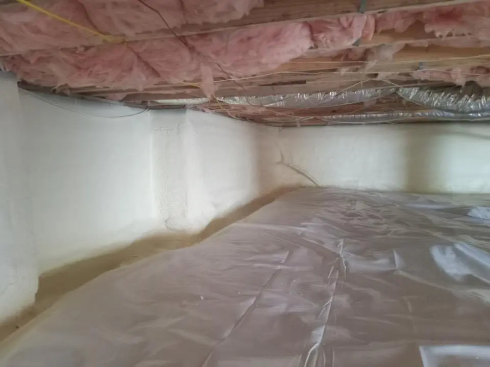 Crawl space encapsulation with closed-cell spray foam for Roof Waterproofing in Plainfield